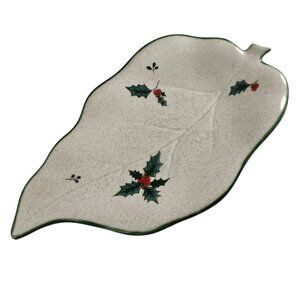 Mikasa Festive Season Serving Leaf Dish vtg appetizer plate 11" Christmas holida